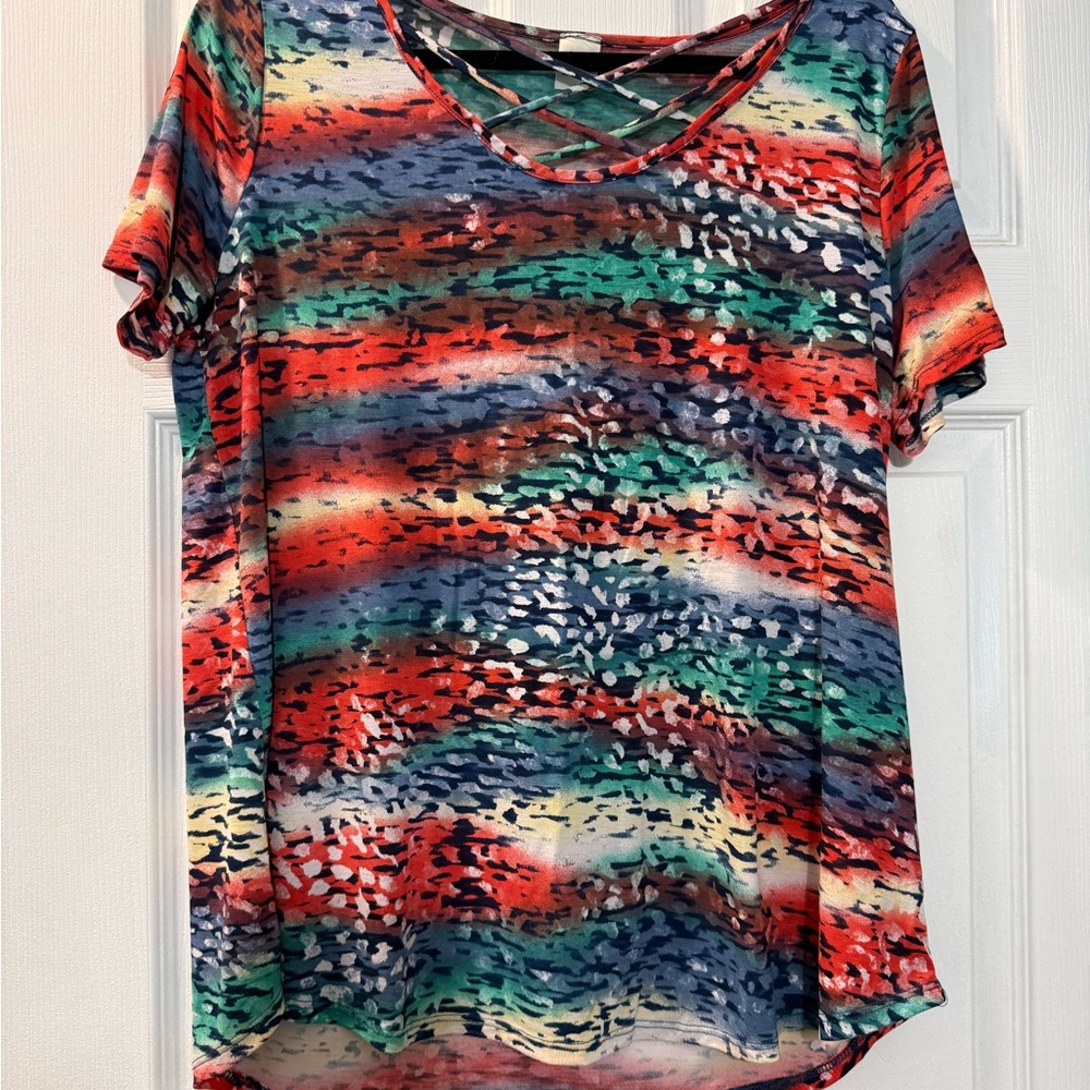 Sew In Love Vibrant Striped Short Sleeve Top